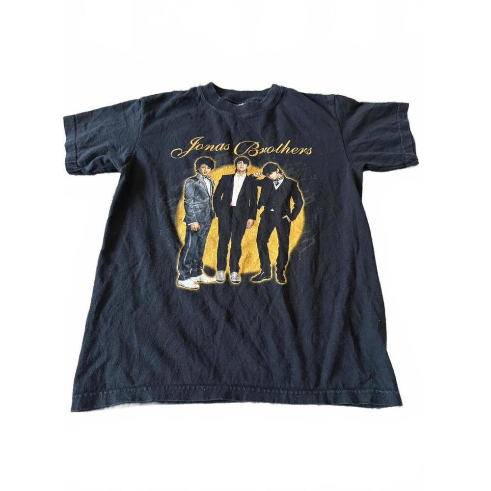 Jonas Brothers Graphic Band Tee Youth Large Black Y2K XS Fit